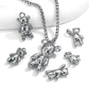 Stainless Steel Vintage Personality Violent Bear Pendant Necklace With Compass Pattern And Electroplating Treatment