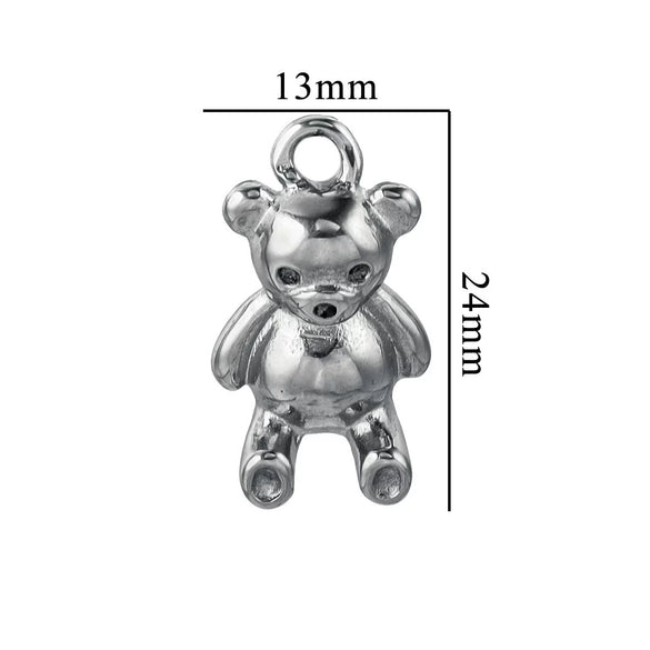 Stainless Steel Vintage Personality Violent Bear Pendant Necklace With Compass Pattern And Electroplating Treatment