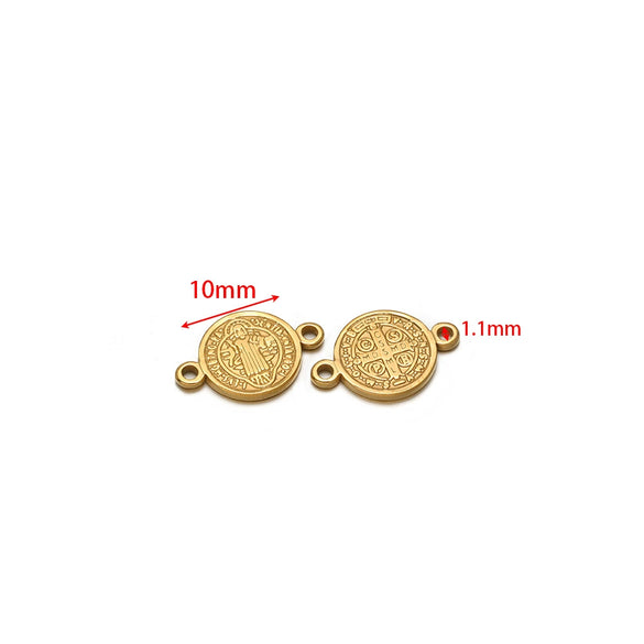 Stainless Steel Vintage Religious Double Hole Pendant Electroplated For Diy Bracelet Necklace Accessories