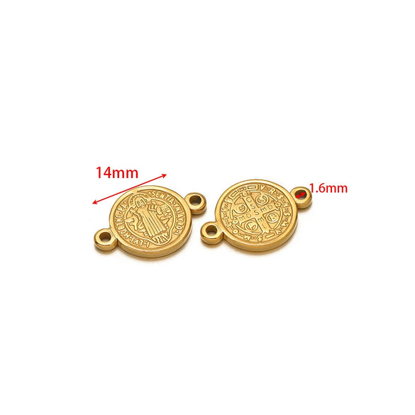 Stainless Steel Vintage Religious Double Hole Pendant Electroplated For Diy Bracelet Necklace Accessories
