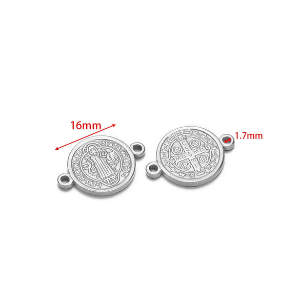 Stainless Steel Vintage Religious Double Hole Pendant Electroplated For Diy Bracelet Necklace Accessories