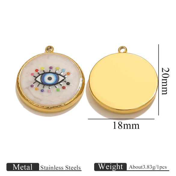 Stainless Steel Vintage Round Blue Eye Jewelry Accessories With Oil Dropping And Electroplating