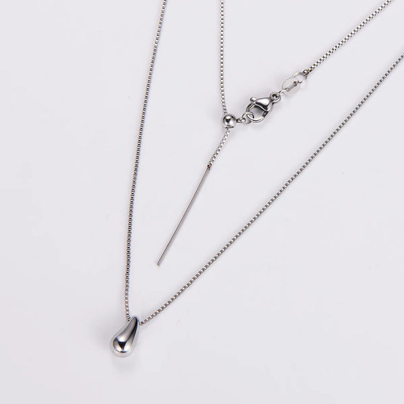 Stainless Steel Vintage Style Water Droplets Plating Pendant Necklace