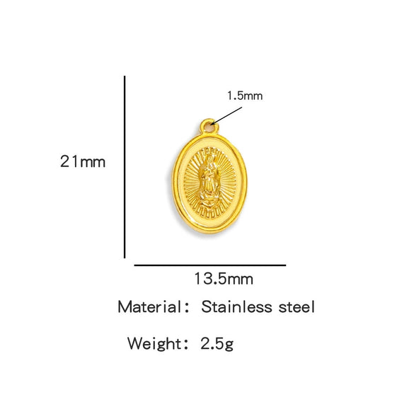 Stainless Steel Virgin Cross Devil's Eye Pendant Necklace With Electroplating