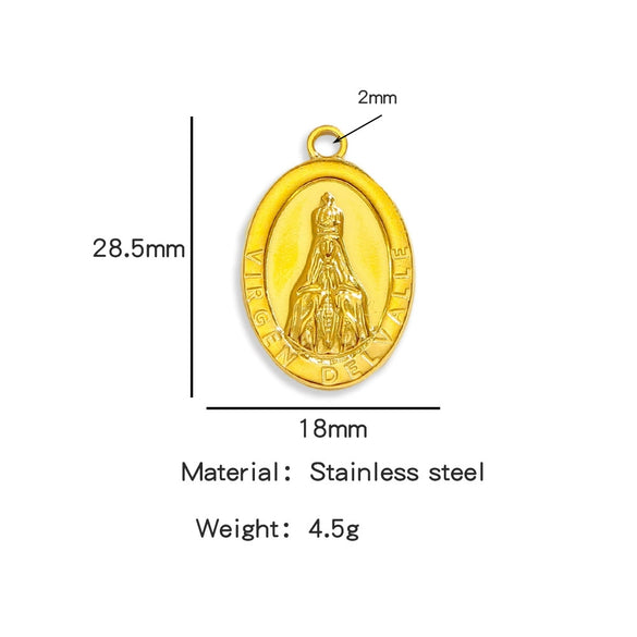 Stainless Steel Virgin Cross Devil's Eye Pendant Necklace With Electroplating