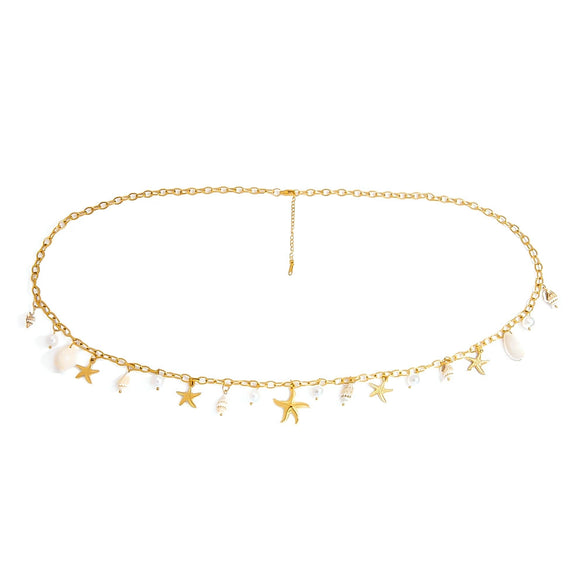 Stainless Steel Waist Chain Tropical Style Natural Shell Waist Ornament