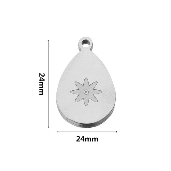 Stainless Steel Water Drop Bohemian Fish Pattern Electroplated Charm Pendant For Earrings And Necklace