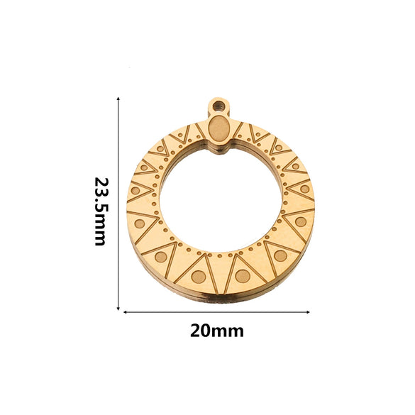 Stainless Steel Water Drop Bohemian Fish Pattern Electroplated Charm Pendant For Earrings And Necklace