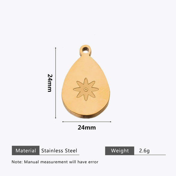 Stainless Steel Water Drop Bohemian Totem Charm Pendant Hanging Earrings With Electroplating