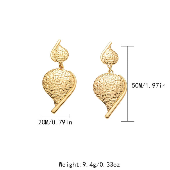 Stainless Steel Water Drop Embossed Electroplated Women's Earrings