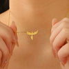 Stainless Steel Water Drop Flower Pendant Necklace For Women With Electroplating Process And Ins Style