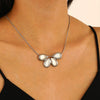 Stainless Steel Water Drop Flower Pendant Necklace For Women With Electroplating Process And Ins Style