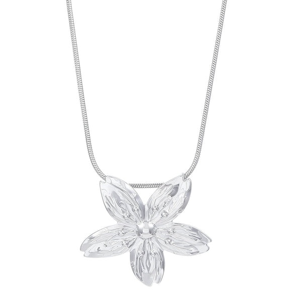 Stainless Steel Water Drop Flower Pendant Necklace For Women With Electroplating Process And Ins Style