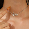 Stainless Steel Water Drop Flower Pendant Necklace For Women With Electroplating Process And Ins Style