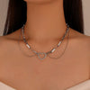 Stainless Steel Water Drop Flower Pendant Necklace For Women With Electroplating Process And Ins Style