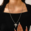 Stainless Steel Water Drop Flower Pendant Necklace For Women With Electroplating Process And Ins Style