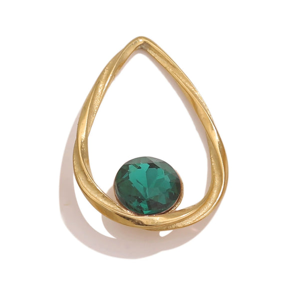 Stainless Steel Water Drop Frame Fish Pattern Crystal Pendant Electroplated Titanium Steel Earrings And Necklace Pendant Accessories