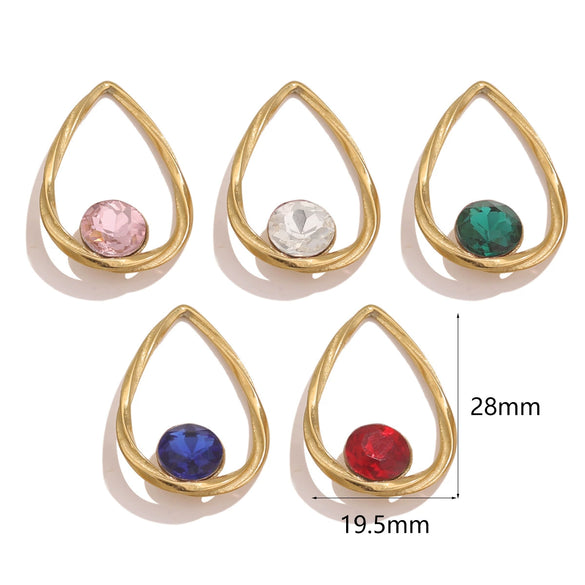 Stainless Steel Water Drop Frame Fish Pattern Crystal Pendant Electroplated Titanium Steel Earrings And Necklace Pendant Accessories