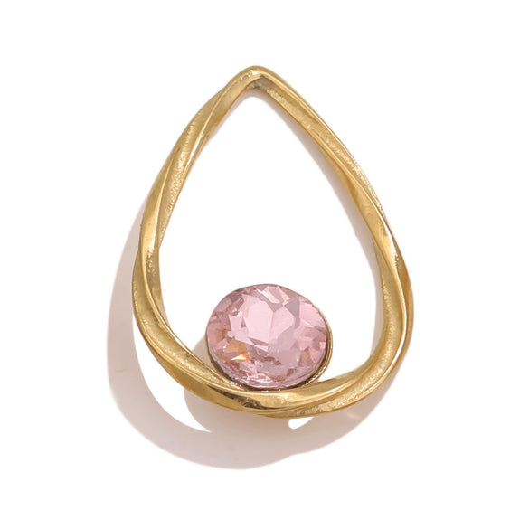 Stainless Steel Water Drop Frame Fish Pattern Crystal Pendant Electroplated Titanium Steel Earrings And Necklace Pendant Accessories