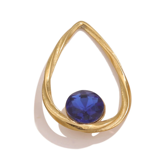 Stainless Steel Water Drop Frame Fish Pattern Crystal Pendant Electroplated Titanium Steel Earrings And Necklace Pendant Accessories