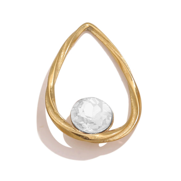 Stainless Steel Water Drop Frame Fish Pattern Crystal Pendant Electroplated Titanium Steel Earrings And Necklace Pendant Accessories