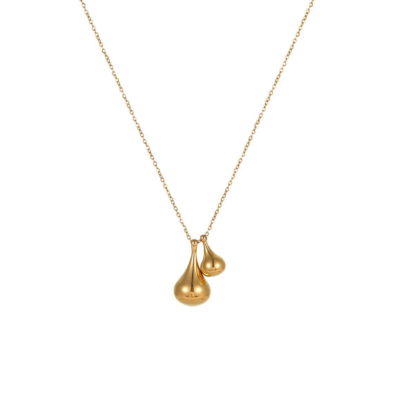 Stainless Steel Water Drop Geometric Pendant Necklace For Women With Electroplating