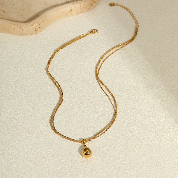 Stainless Steel Water Drop Geometric Pendant Necklace Plated With Real Gold Fashion Trendy Women's Jewelry