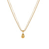 Stainless Steel Water Drop Geometric Pendant Necklace Plated With Real Gold Fashion Trendy Women's Jewelry