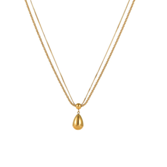 Stainless Steel Water Drop Geometric Pendant Necklace Plated With Real Gold Fashion Trendy Women's Jewelry