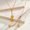 Stainless Steel Water Drop Heart Pendant Necklace For Women Geometric Minimalist Design 18K Vacuum Plated