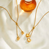 Stainless Steel Water Drop Heart Pendant Necklace For Women Geometric Minimalist Design 18K Vacuum Plated