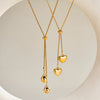 Stainless Steel Water Drop Heart Pendant Necklace For Women Geometric Minimalist Design 18K Vacuum Plated