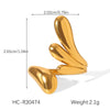 Stainless Steel Water Drop Open Ring Electroplated Geometric Minimalist Hand Jewelry