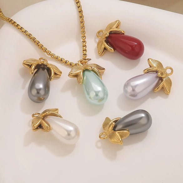 Stainless Steel Water Drop Pendant Electroplated Gold Diy Handmade Accessories