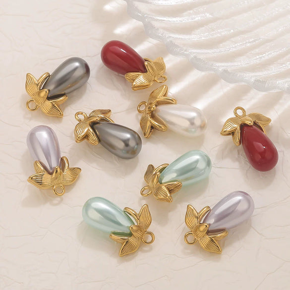 Stainless Steel Water Drop Pendant Electroplated Gold Diy Handmade Accessories