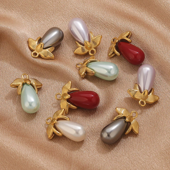 Stainless Steel Water Drop Pendant Electroplated Gold Diy Handmade Accessories