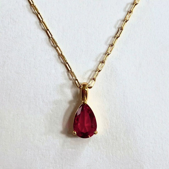 Stainless Steel Water Drop Shaped Zircon Pendant Necklace With 12 Zodiac Flower Electroplating