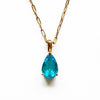 Stainless Steel Water Drop Shaped Zircon Pendant Necklace With 12 Zodiac Flower Electroplating