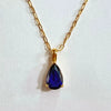 Stainless Steel Water Drop Shaped Zircon Pendant Necklace With 12 Zodiac Flower Electroplating
