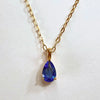 Stainless Steel Water Drop Shaped Zircon Pendant Necklace With 12 Zodiac Flower Electroplating