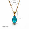 Stainless Steel Water Drop Shaped Zircon Pendant Necklace With 12 Zodiac Flower Electroplating