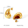 Stainless Steel Water Drop Women's Highend Fashion Personality Electroplated Geometric Diamond Set Pearl Earrings