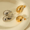 Stainless Steel Water Drop Women's Highend Fashion Personality Electroplated Geometric Diamond Set Pearl Earrings