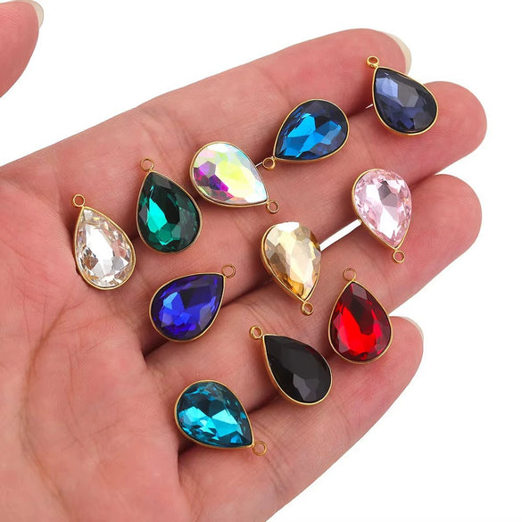 Stainless Steel Water Dropshaped Pendant Electroplated Necklace Diy Jewelry