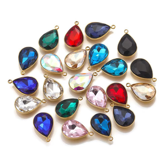 Stainless Steel Water Dropshaped Pendant Electroplated Necklace Diy Jewelry