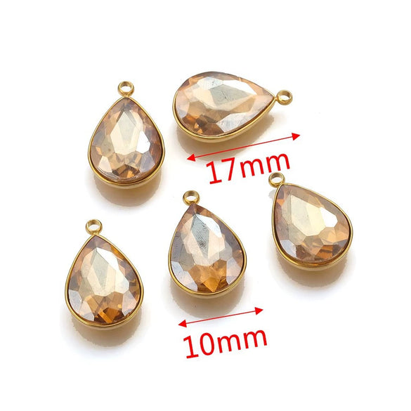 Stainless Steel Water Dropshaped Pendant Electroplated Necklace Diy Jewelry