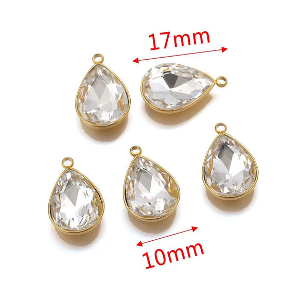 Stainless Steel Water Dropshaped Pendant Electroplated Necklace Diy Jewelry