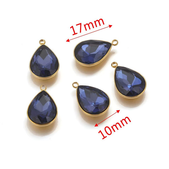 Stainless Steel Water Dropshaped Pendant Electroplated Necklace Diy Jewelry