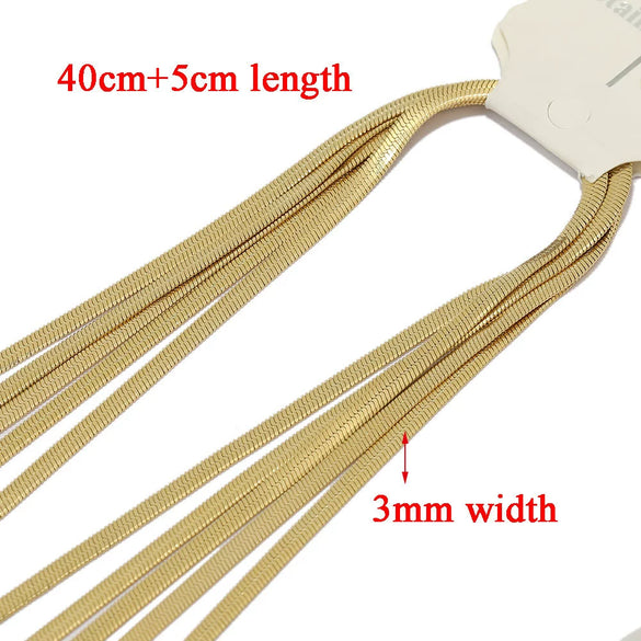 Stainless Steel Wave Pattern Bone Chain Choker Necklace Hip Hop Electroplated Unisex