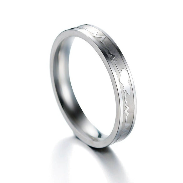 Stainless Steel Wave Pattern Seiko Couple Rings